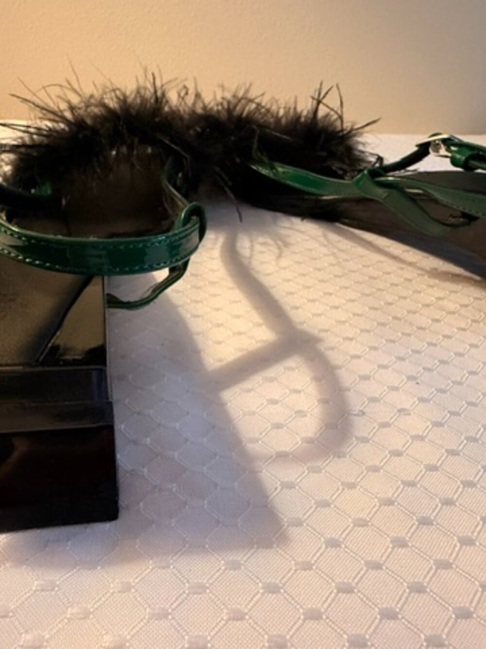 Jeffrey Campbell Green Patent Feather Geometric Heel Sandals Size Approx. 8 - Picture 6 of 12